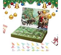 Yhsioaklo Compte à rebours de Noël dinosaure | Calendrier de vacances 24 pièces avec statues de dinosaures | Accessoire de fête amusant pour chambre, bureau, école, dortoir, bureau, anniversaire et