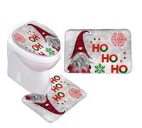 Yhsioaklo Ensemble de décoration de toilettes de Noël | Accessoires de scène de vacances d'hiver | Tapis de sol de dessin animé | Décoration de salle de bain de Noël pour festival, hôtel, auberge