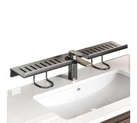 Yhsioaklo Étagère d'évier en acier au carbone de grande capacité, étagère au-dessus du robinet, pour savon, brosse, ustensiles, articles de toilette, décoration, parfum, douche, appartement,