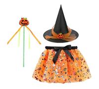 Yhsioaklo Girls Halloween Tutu Robe sorcière | Lot de 3 costumes de cosplay de sorcières (jupe tutu + chapeau de sorcière + top) | Festival d'anniversaire pour expositions récital costume de h