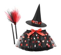 Yhsioaklo Girls Halloween Tutu Robe sorcière | Lot de 3 costumes de cosplay de sorcières (jupe tutu + chapeau de sorcière + top) | Festival d'anniversaire pour expositions récital costume de h