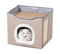 Yhsioaklo Grotte pour chats semi-fermée et lavable | Lit chaud pour chats de petite, moyenne et grande taille, véranda, balcon, patio, jardin, grange
