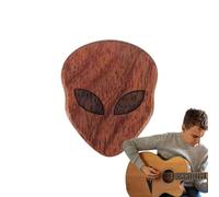 Yhsioaklo Médiator de guitare en bois massif Halloween en forme de crâne | Œuvre d'art sculptée, taille 26 x 31 mm, pour ukulélé acoustique, basse électrique, instrument effrayant, accessoire cadeau