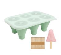 Yhsioaklo Moules à crème glacée en silicone - 6 compartiments avec couvercle et retrait facile - Moule à glace en silicone avec bâtonnets - Pour fondant, caramel, desserts, brownie, jus, gâteau