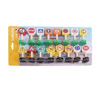 Yhsioaklo Panneaux de Signalisation - Coffret de 16 Pièces en Bois | Blocs de Passage Piéton et Feu Tricolore | Jouet Éducatif pour Anniversaire et Circuit Ville