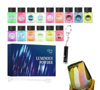 Yhsioaklo Pigment,Pigments Fluorescents Auto-Luminescents en 15 Couleurs,Set De Poudre Colorante Pour Résine En Flacons | pour Slime Ongles Peinture Acrylique Artisanat Résine