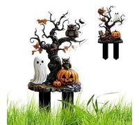 Yhsioaklo Piquets de Jardin Halloween - Décorations Extérieures en Piquets pour Halloween - Décor Extérieur Effrayant en Acrylique 2D pour Porche Terrasse Pelouse