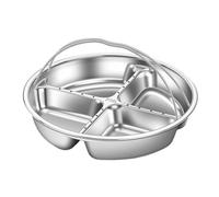 Yhsioaklo Plateau de cuisson vapeur divisé - Acier inoxydable 316L avec poignée, plat de service réduisant les portions de graisse, support rond pour une casserole, antiadhésif pour la maison et le