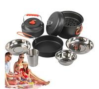 Yhsioaklo Set De Cuisine pour Camping,Marmites de Randonnée | Set de Casseroles et Poêles Camping,pour Randonneurs Voyageurs Pêche Pique-Nique Road Trip Plage Barbecues Jardin Événements Sportifs RV