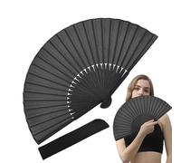 Yhsioaklo Sujet à la main | Silk Imitation Black Hand Fan pour l'été | Décoration Tool Fan avec une poignée confortable pour les voyages, à la maison, les espaces de travail