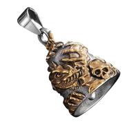 Yhsioaklo Szaluyk - Cloche de protection de moto en métal vintage - Motif tête de mort - Décoration de dragon élégante - Accessoires de voiture, porte-clés, portes, sacs à dos, Consulte la descripción