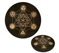 Yhsioaklo Table de méditation, table d' Metatron Cube | Planche de Divination Cube Metatron en bois 9.25x0.59 pouces, tableau de méditation gravé en bois, Planchette de disque rituel pour