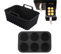 Yhsioaklo Tapis en Silicone pour Air Fryer, Tapis de Friteuse Silicone Réutilisable Set Plateau, Accessoire Cuisson pour Rôtir Légumes Saucisses et Réchauffer Restes