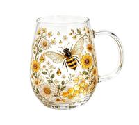 Yhsioaklo Tasse à café en forme de fleur | Verrerie avec colibri et abeille