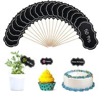 YHSKJCD 50 PCS Mini Tableau Noir Bois Tableau, Mini Ardoise Petite Planche Portable Avec Support Fêtes d'anniversaire et Décorations d'événements