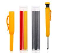 YHSKJCD Crayons de charpentier mécaniques avec 12 recharges, crayon de chantier avec taille-crayon intégré, marqueur à tête longue et trou profond avec capuchon pour constructeurs, architecte, travail