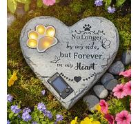 YHSOLAR Pierre commémorative à énergie solaire pour animal domestique - Statue en forme de cœur avec inscription Forever in My Heart - Pierres tombales pour chiens et chats - Résine imperméable
