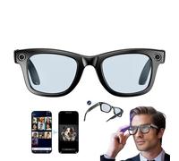 YhsPkAh Lunettes Intelligentes IA avec Caméra HD, Reconnaissance Photo IA, Appels Bluetooth, Lecture Musique, Batterie 260Ma, étanchéité Ip65, pour Les Voyages, La Musique, Les Appels BlackFrame