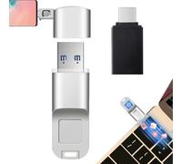 YhsPkh Clé USB Déverrouillage D'empreintes Digitales avec Tête Conversion (Peut être Connectée à Un Téléphone Portable), Identification Précise, pour Android/Pc Stockage Crypté Silver-256GB