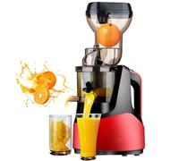 YhsPkh Presse-Agrumes Lent 150w, avec Grand Tube d'alimentation (70mm), Presse à Froid, Jus De Fruits Entiers, Légumes, Agrumes, Orange, Céleri,Red