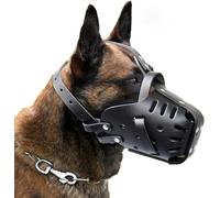 YHSW Muselières pour Animaux de Compagnie,Cuir Fait à,Chiens Taille Moyenne et Grande,Berger Allemand Doberman,Masques Anti-Morsure Le Dressage Chiens,muselières défense,Formation Service (M/L)