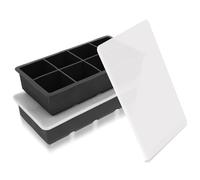 YHT Lot de 2 bacs à glaçons extra larges avec couvercles, 16 cubes noirs réutilisables en silicone pour whisky, cocktails, boissons (noir)