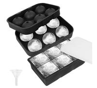 YHT Lot de 2 grands moules à glaçons carrés réutilisables en silicone avec couvercles et entonnoir pour whisky, cocktails, boissons (noir)
