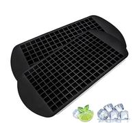 YHT Lot de 2 mini bacs à glaçons carrés flexibles en silicone de qualité alimentaire pour congélateur, aliments pour bébé, whisky, cocktails, lait et jus (noir)