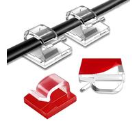 YHT Lot de 60 clips de câble transparents avec adhésif pour la gestion des câbles, clips de cordon avec crochets adhésifs pour câble, pour mur, sous le bureau, la voiture, décorations de Noël,