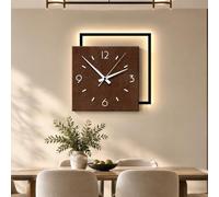 YHTCSXMD Art Mural LED Horloge 3D Décoration Murale Moderne | Panneau en grès 3D avec lumière LED, horloge quartz et texture géométrique pour décoration moderne. Salon, chambre, couloir