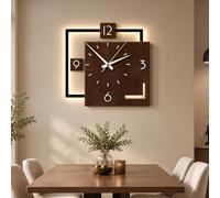 YHTCSXMD Art Mural LED Horloge 3D Décoration Murale Moderne | Panneau en grès 3D avec lumière LED, horloge quartz et texture géométrique pour décoration moderne. Salon, chambre, couloir