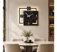 YHTCSXMD Art Mural LED Horloge 3D Décoration Murale Moderne | Panneau en grès 3D avec lumière LED, horloge quartz et texture géométrique pour décoration moderne. Salon, chambre, couloir