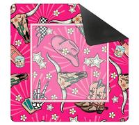 Yhtrg Tapis de mahjong occidental rose vif pour table de 80 x 80 cm, style rétro disco cowgirl country sud-ouest antidérapant pour table de poker, cartes, dominos