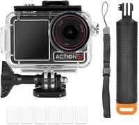 YHTSPORT Boîtier étanche compatible avec DJI Osmo Action 5 Pro/Action 4/Action 3 + poignée flottante + 6 inserts anti-buée + pince de montage rapide