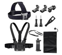 YHTSPORT Harnais de Poitrine Support de Poitrine pour Action Cam, Harnais Support de Poitrine de Téléphone Portable Clip + Bandeau de Tête Compatible avec GoPro, Dji et autres Action Cam