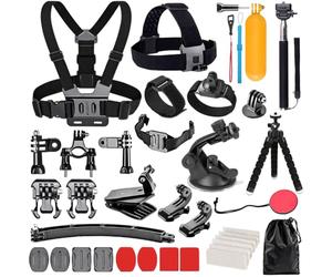 YHTSPORT Kit d'accessoires pour caméra d'action GoPro Hero 11 10 9 8 Max 7 6 5 4 Noir GoPro Session Fusion Silver White Insta360 DJI SJCAM APEMAN AKASO et Autres appareils Photo (28 en 1)