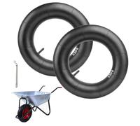 YHTSPORT Lot de 2 chambres à air de brouette 3,50-8 avec valve droite, chambre à air de rechange robuste + levier de pneu pour brouette, diable, chariot, jante 8,9 x 20,3 cm, pneu de 20,3 cm