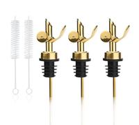 Yhuasia Acier Inoxydable Lesté Bec Verseur, 5 Pièce Fermeture Automatique Bec Verseur, Bec Verseur Huile d'olive, pour Bouteilles de Vinaigre Balsamique d'Huile d'Alcool, avec Brosse de Nettoyage