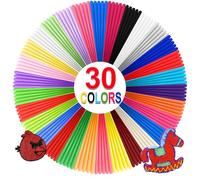 YhuiCxir Filament pour Stylo 3D 30 Couleurs Recharges PLA 1,75 mm Chaque Couleur 5 Mètres Total 150 Mètres avec 2 Capuchons de Doigts Compatible avec SCRIB3D et Compatible avec MYNT3D Crayon 3D