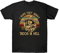 YHUYVCSAWM I Hope They Serve Tacos in Hell Skeleton Mexcian Food Lovers Retro Men's T-Shirt Black Manches Courtes(XX-Large)