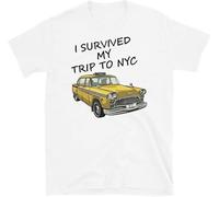 YHUYVCSAWM I Survived My Trip to NYC New York Cool Mens Girls Unisex Top Mens Women T Shirt 100% Cotton 690 3058 Manches Courtes(Small)