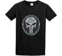YHUYVCSAWM Men's Round Neck T-Shirt God Will Judge Our Enemies We Will Arrange The Meeting Letter Button Closure Black Manches Courtes(3X-Large)