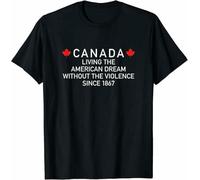 YHUYVCSAWM New Limited Canada Living The American Dream Without The Violence Since T-Shirt Black Manches Courtes(Large)