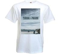 YHUYVCSAWM Terror on The Prairie T Shirt White Movie Poster White Manches Courtes(Small)
