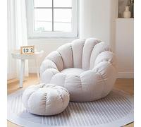 YHWBDO Pouf Classique Poufs de Salon Intérieur et extérieur (Remplissage Non Inclus) Meubles remplis de Mousse Pouf Poire - Fauteuil, Housse de Pouf,Blanc