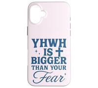 YHWH is Bigger Than Fear Message chrétien hébreu Coque pour iPhone 16 Plus