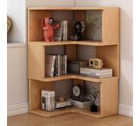 YHWKGZ Bibliothèque D'angle, Bibliothèque D'angle en L avec Rangement, Étagère D'exposition avec Boîtier, Présentoir en Bois, Étagère D'exposition Multicouche, for Bureau À Domicile(Natural,L55xW55xH9
