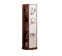 YHWKGZ Bibliothèque Rotative, Bibliothèque Multifonctionnelle avec Panneau Perforé et Miroir, Bibliothèques Hautes Modernes, Étagère de Rangement Autoportante for Chambre À Coucher(Brown 2)