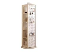 YHWKGZ Bibliothèque Rotative, Bibliothèque Multifonctionnelle avec Panneau Perforé et Miroir, Bibliothèques Hautes Modernes, Étagère de Rangement Autoportante for Chambre À Coucher(Wit)