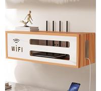 YHWKGZ Boîtier de Rangement Mural for Routeur Wi-FI, Meuble de Rangement Multimédia for la Maison, Grande Capacité, Support for Modem, for Chambre, Salon, Bureau et Maison(Sakura Wood Color)